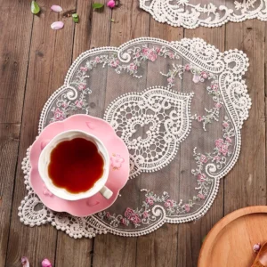 Vintage Lace Placemat Table Napkin Coffee Mug Cup Coaster Embroidery Table Cloth Dining Mat Home Wedding Party Decor Accessory