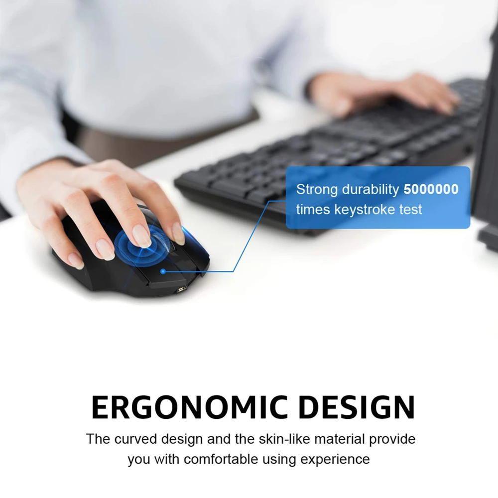 Rechargeable Bluetooth Compatible Mouse 2.4G INPHIC PM6 Wireless Mouse Multimode Office Mute Support PC Laptop Tablet Smartphone - Image 2