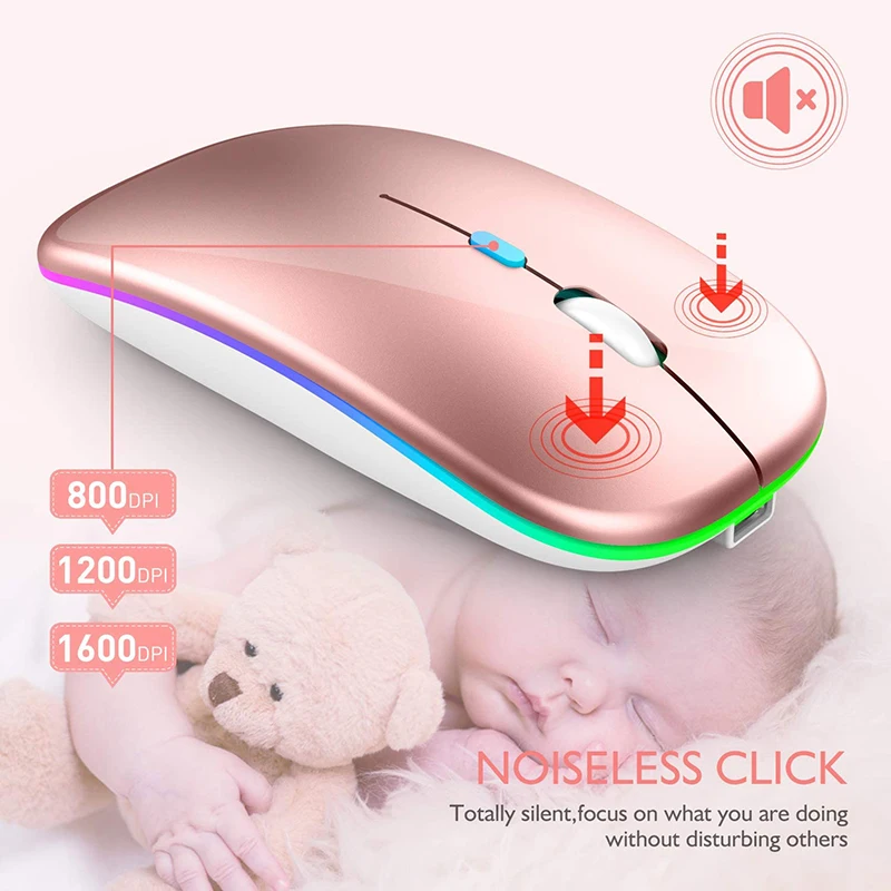 Wireless Bluetooth Mouse Rechargeable 2.4GHz Dual Mode Gaming Mice For Macbook Android Keyboard Laptop PC Computer Tablet Office - Image 6