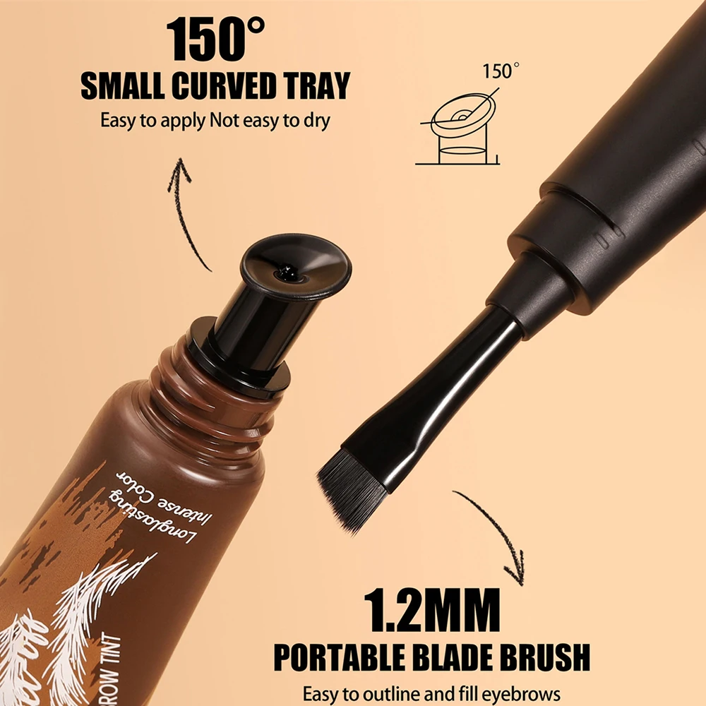 Tear-Off Eyebrow Gel And Brush Combined Long-Lasting Intense Color Sweat-Resistant Semi-permanent Peeling Brow Tint Eye Makeup - Image 2