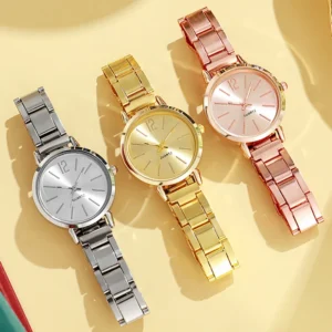 MAYZHISU Women's Wristwatch Simple Round Stainless Ladies Watches Gold Color Bracelet Quartz Watch Fashion Female Clock Gifts