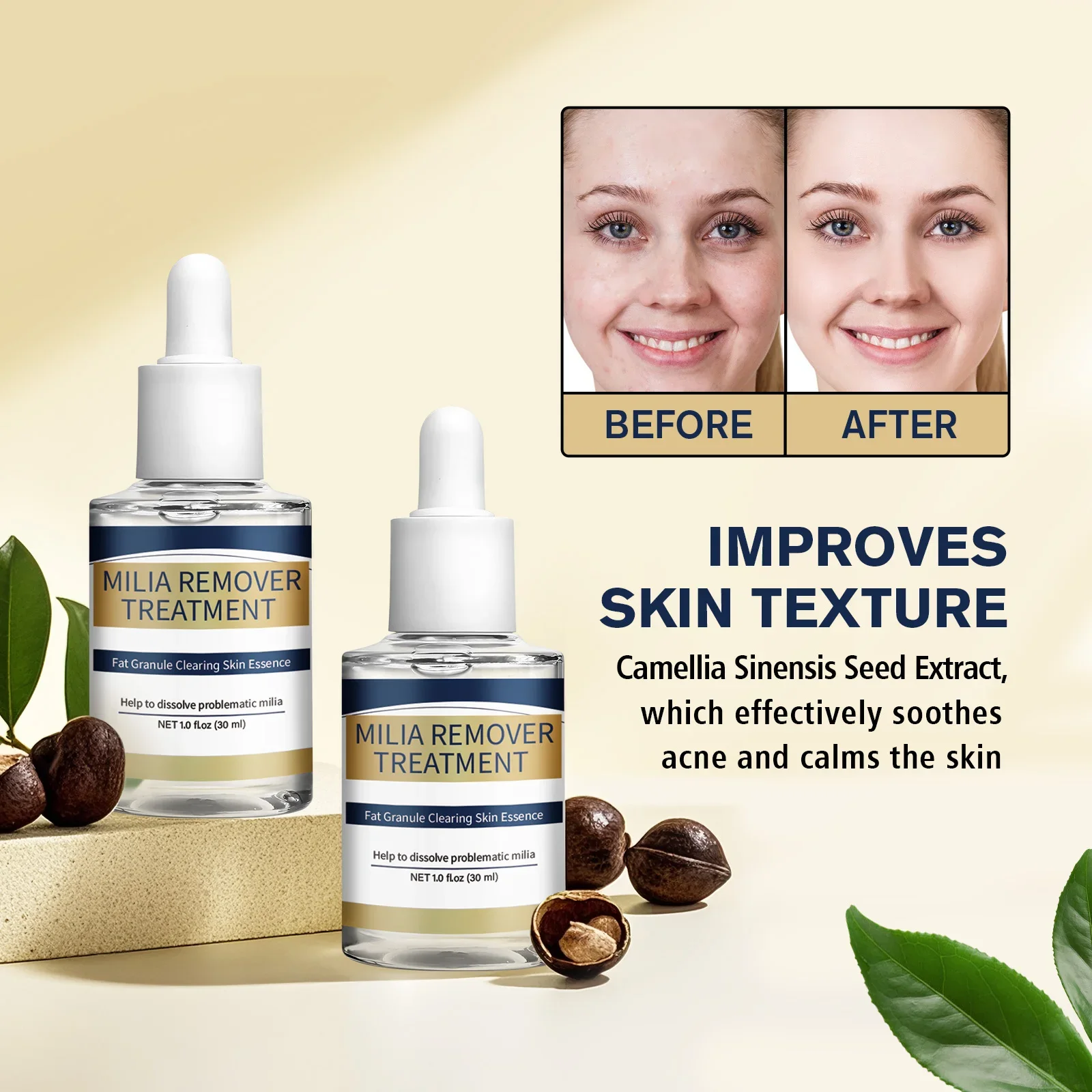 Milia Remover Essence Treatment Fat Granule Clearing Skin Hyaluronic Acid Deep Hydration and Gentle Exfoliation Hydrates Smooths - Image 5