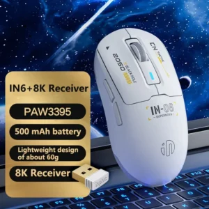 INPHIC IN6 Wired/Bluetooth/Wireless Mouse PAW3395 60g Lightweight Three-mode Ergonomic Macro Gaming Mouse for PC Laptops Gifts