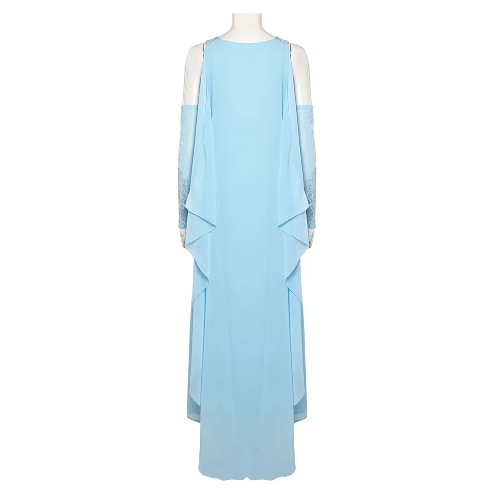 Padme Cosplay Woman Costume Disguise Blue Dress Halloween Carnival Party Clothing - Image 5
