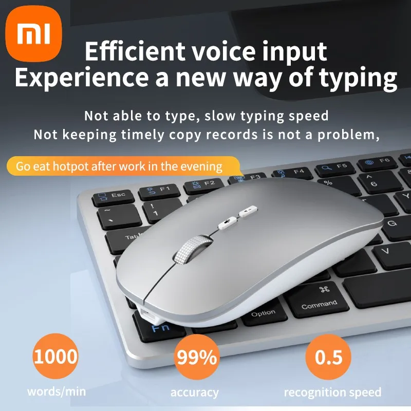 Xiaomi AI Intelligent Voice Translation Mouse Wireless Portable Small Ergonomic Dual-mode Office Game Mute Computer Notebook