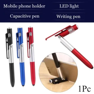 Universal LED Light Ballpoint Pen Electronics Foldable Mobile Phone Stand Multi-function Capacitive Pen