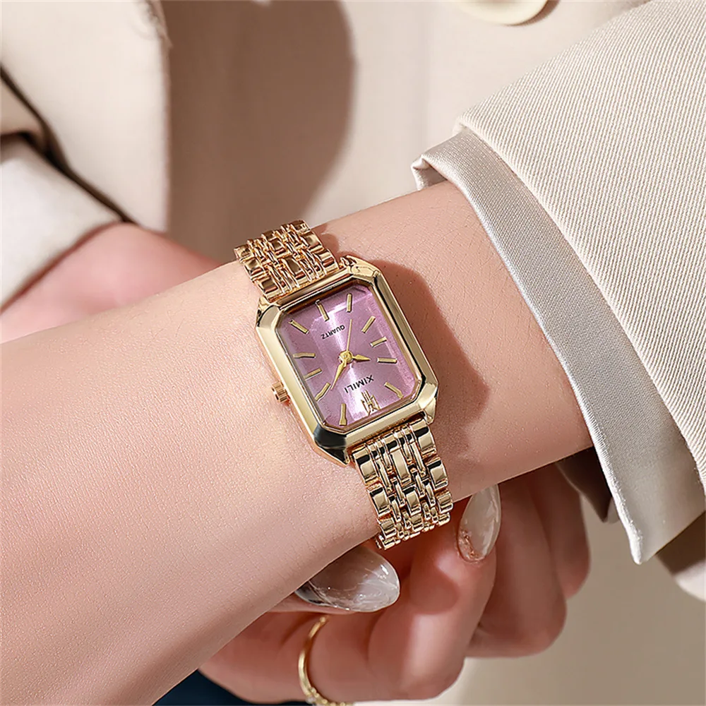Women's Fashion Square Watches Gold Alloy Strap 2025 Luxury Ladies Quartz Wristwatches Qualities Female Roman Scale Clock - Image 3
