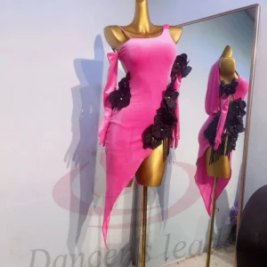 Latin Dance Adult Children'S Dress AB Stone High-End Custom Velvet Fabric Floral Suit Cha Cha Tango Women'S Clothing