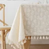 Korean Style Small Daisy Cotton Floral Tablecloth,Tea Table Decoration,Rectangle Table Cover For Kitchen Wedding Dining Room