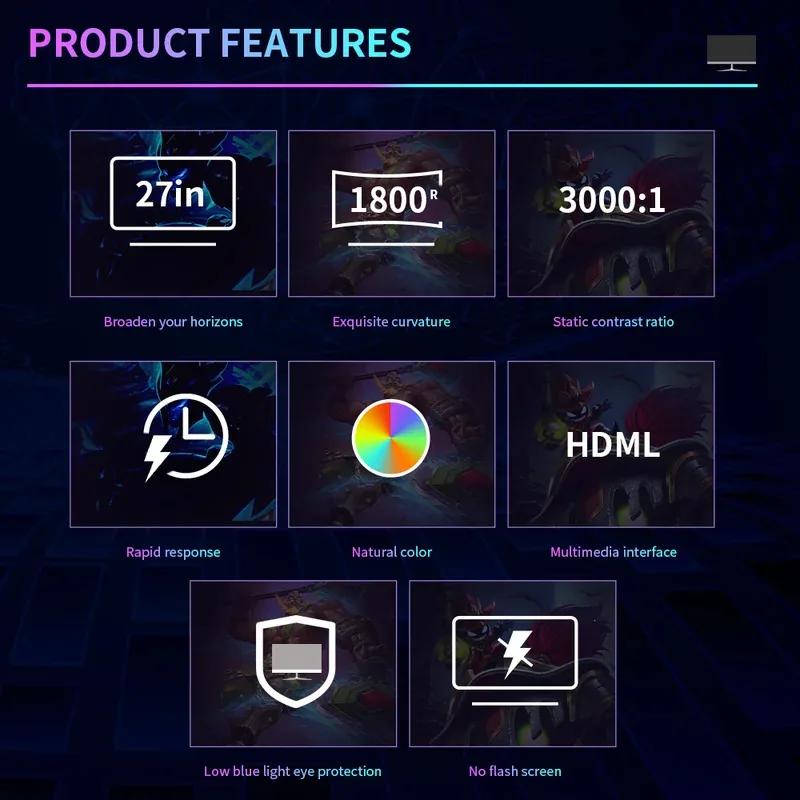 SENMAO 27 Inch Pc Gamer Monitor 75Hz MVA Lcd Display HD Desktop Gaming Computer Screen HDMI 1920*1080 - Image 3