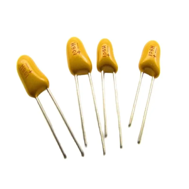 4PCS 25V10UF Tantalum Bile Capacitor In-line 106H Pitch 2.54mm for Electronics Component Market