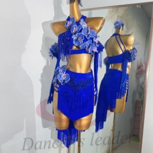 Latin Dance Adult Children'S Dress AB Stone High-End Custom Hollow Flower Bra Tango Women'S Professional Clothing