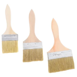 3Pcs Sturdy Wood Handle Paint Brushes Set Efficient Smooth Coverage for Furniture Trim Edges Home Improvement Stain Brush