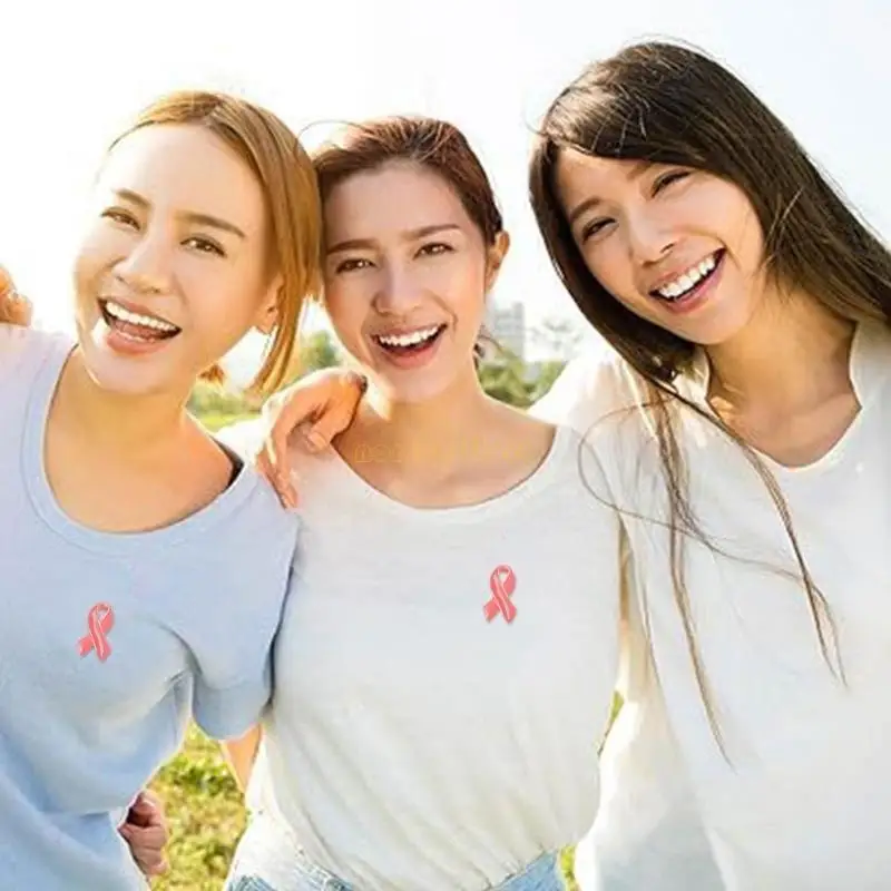 31BF Ribbon Brooch Pin Beautiful Designs Ribbon Enamel Pin Alloy Material Health Awareness Pins for Breast Cancers Awareness - Image 4