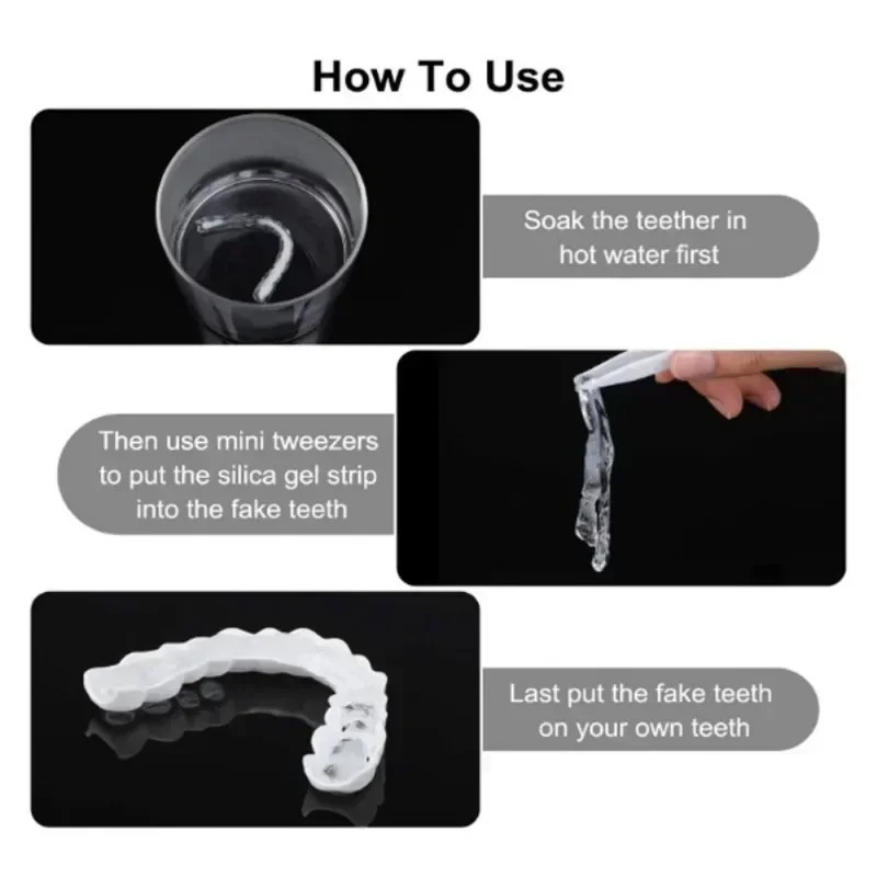 Perfect Fit Teeth Whitening Fake Tooth Cover Snap on Silicone Smile Veneers Teeth Upper Beauty Tool Reusable Cosmetic Teeth - Image 6