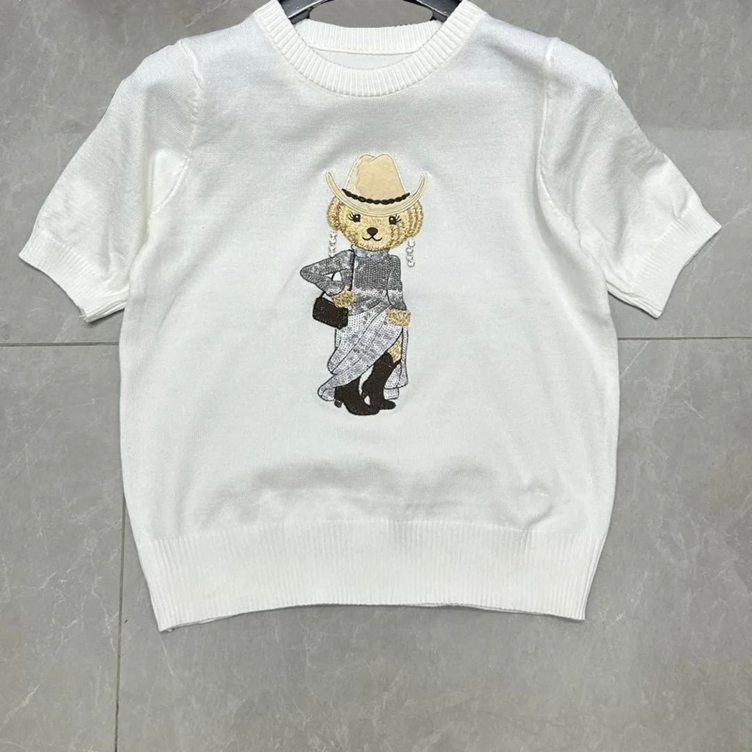 2025 summer T-shirt Knit Pullover Sweater For Women Luxury Brand Design Knitwear Top Outerwears Pull Jerseys Jumper Y2K Clothes