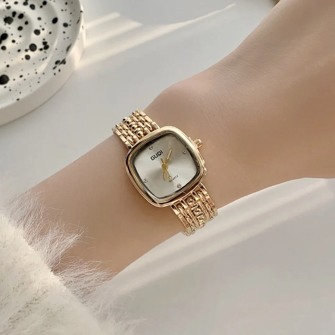 Simple Golden Quartz Watch for Women Retro Luxury Gift Ladies Watches Small Dial Stainless Steel Strap Wristwatches Montre Femme - Image 3