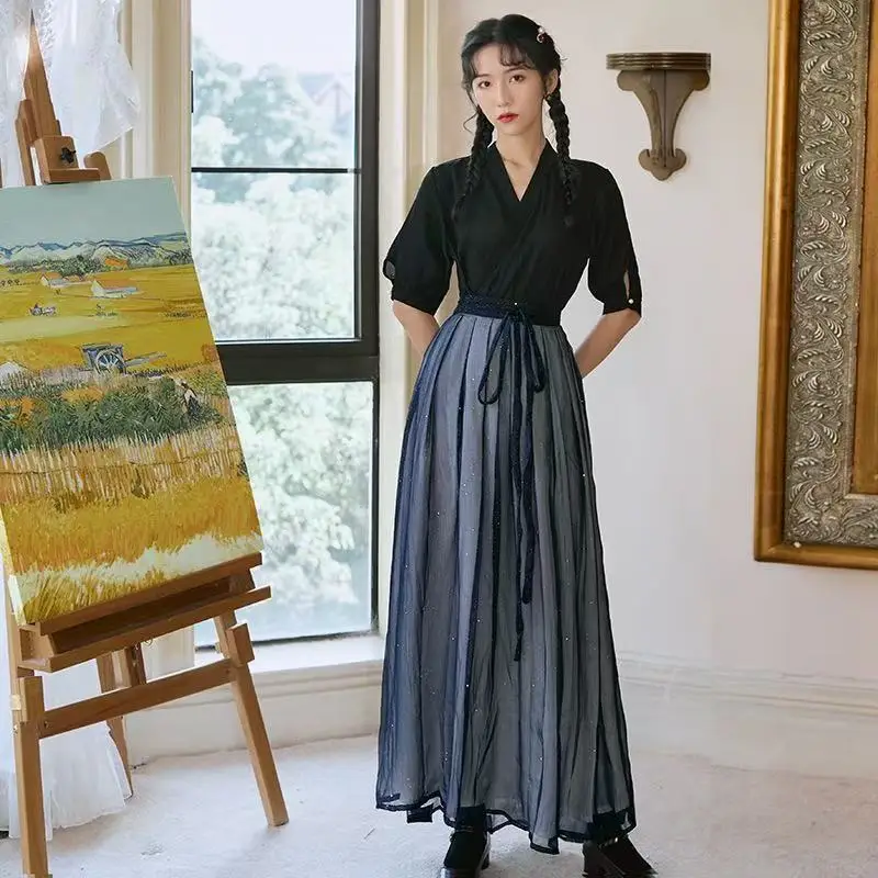 Women Hanfu Cosplay Oriental Ancient Lady Top And Skirt Two Piece Han Chinese Clothing Suit Kungfu Costume Women Dress - Image 3