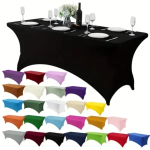 4FT/6FT/8FT Spandex Table Cover Table Universal Fitted Stretch Tablecloth for Party, Banquet, Wedding and Events