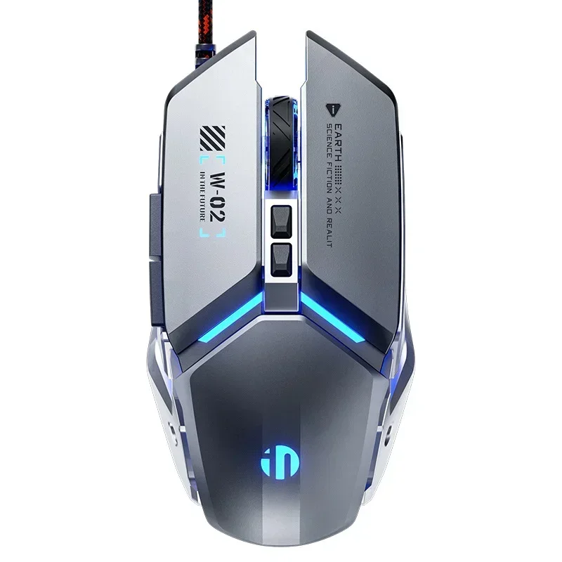 Inphic W2 Gaming Mouse USB Wired Mouse with Glowing Mechanical Metal Style Suitable For Desktop Office PC Gamer Accessories