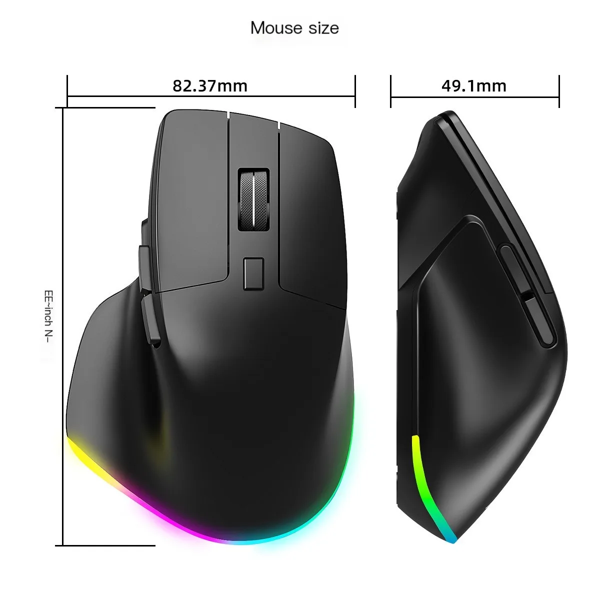 2.4G+Bluetooth Wireless Mouse Ergonomics Gaming Mouse Optical RGB Glowing Mause 1600 DPI Rechargeable Computer Wireless Mouse - Image 4