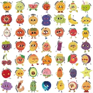 Reusable Cartoon Fruit Stickers Decals No Residues Adhesive Scratch Protections For Electronics 83CF