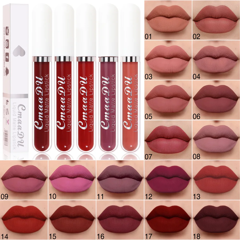 Sexy Long Lasting Velvet Matte Lip Gloss Rose Liquid Lipstick Makeup Women Beauty Red Nonstick Cup Waterproof Lip Gloss 18 Color - Image 3
