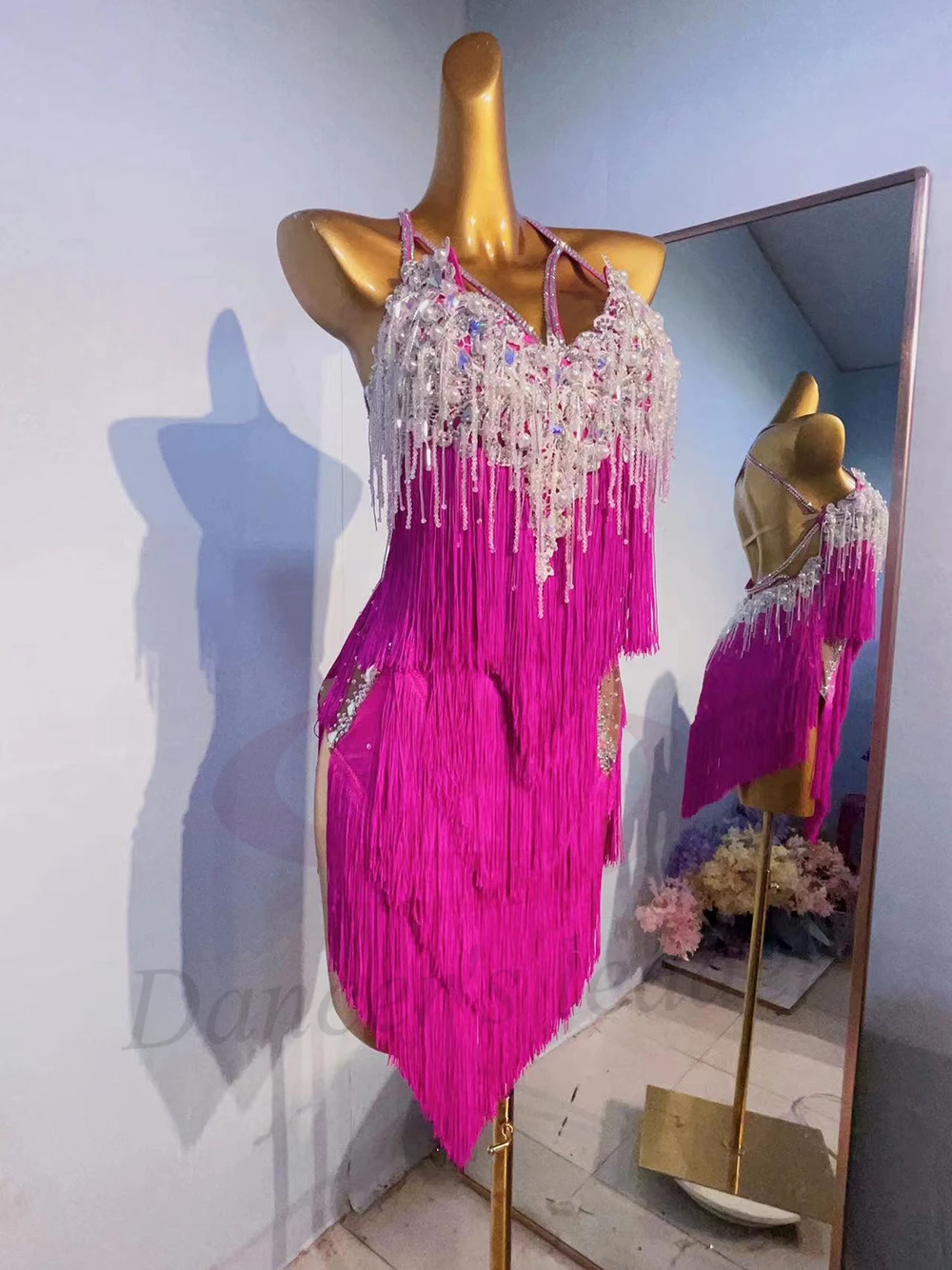 Latin Dance Adult And Children'S Dress AB Stone High-End Custom Heavy Industry Tassel Cha Tango Women'S Professional Clothing - Image 4