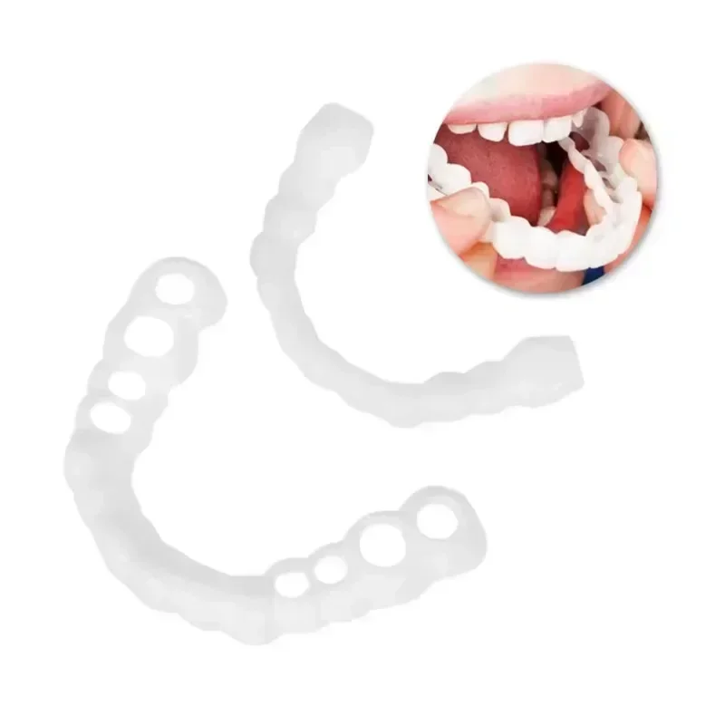 Perfect Fit Teeth Whitening Fake Tooth Cover Snap on Silicone Smile Veneers Teeth Upper Beauty Tool Reusable Cosmetic Teeth - Image 2