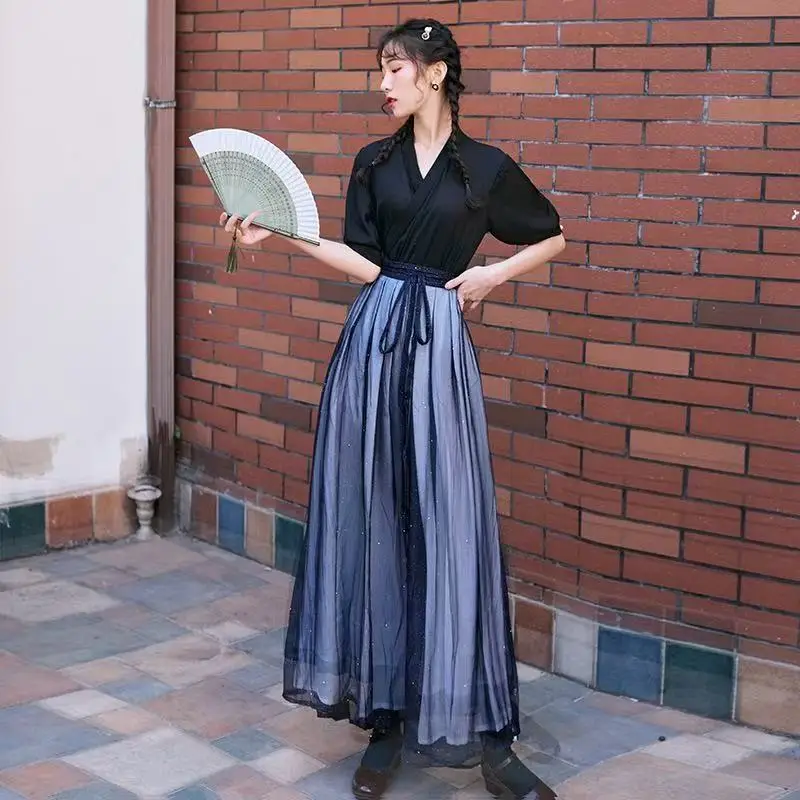 Women Hanfu Cosplay Oriental Ancient Lady Top And Skirt Two Piece Han Chinese Clothing Suit Kungfu Costume Women Dress - Image 4