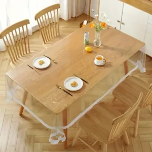 Tablecloth, Thin Transparent Plastic, Oil-Proof Wiping Tablecloth for Dining Tables, Parties, Camping(Odorless)