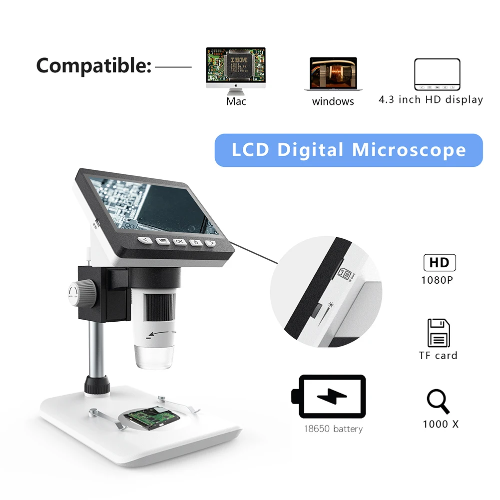 Wholesale G1000 50x 1080p 1000x 4.3inch Portable Digital Microscope - Image 6