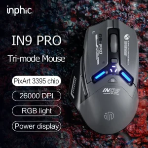 inphic IN9 pro Gaming Mouse Wireless/Wired/Bluetooth5.0 Tri-mode PAW3395 26000dpi 6-button Customized Optical Mouse