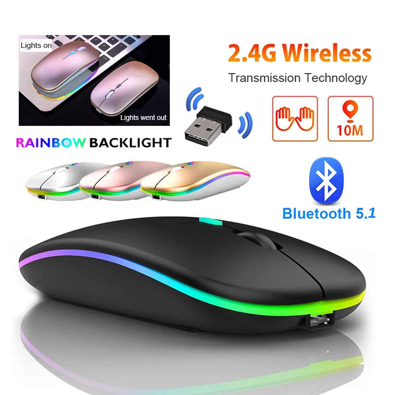 Wireless Bluetooth Mouse Rechargeable 2.4GHz Dual Mode Gaming Mice For Macbook Android Keyboard Laptop PC Computer Tablet Office - Image 4