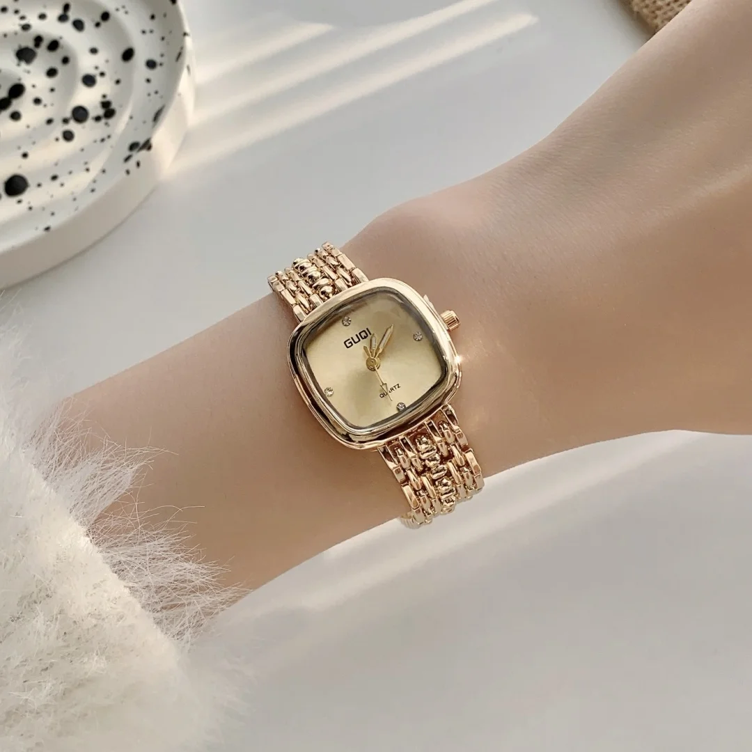 Simple Golden Quartz Watch for Women Retro Luxury Gift Ladies Watches Small Dial Stainless Steel Strap Wristwatches Montre Femme - Image 5