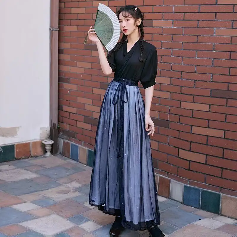 Women Hanfu Cosplay Oriental Ancient Lady Top And Skirt Two Piece Han Chinese Clothing Suit Kungfu Costume Women Dress - Image 2