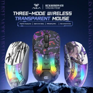 RGB Light Magnetic Rechargeable Wireless Bluetooth Mouse BT+2.4Ghz+Wired Optical Ergonomic Gaming Mouse with Anti-Slip Stickers