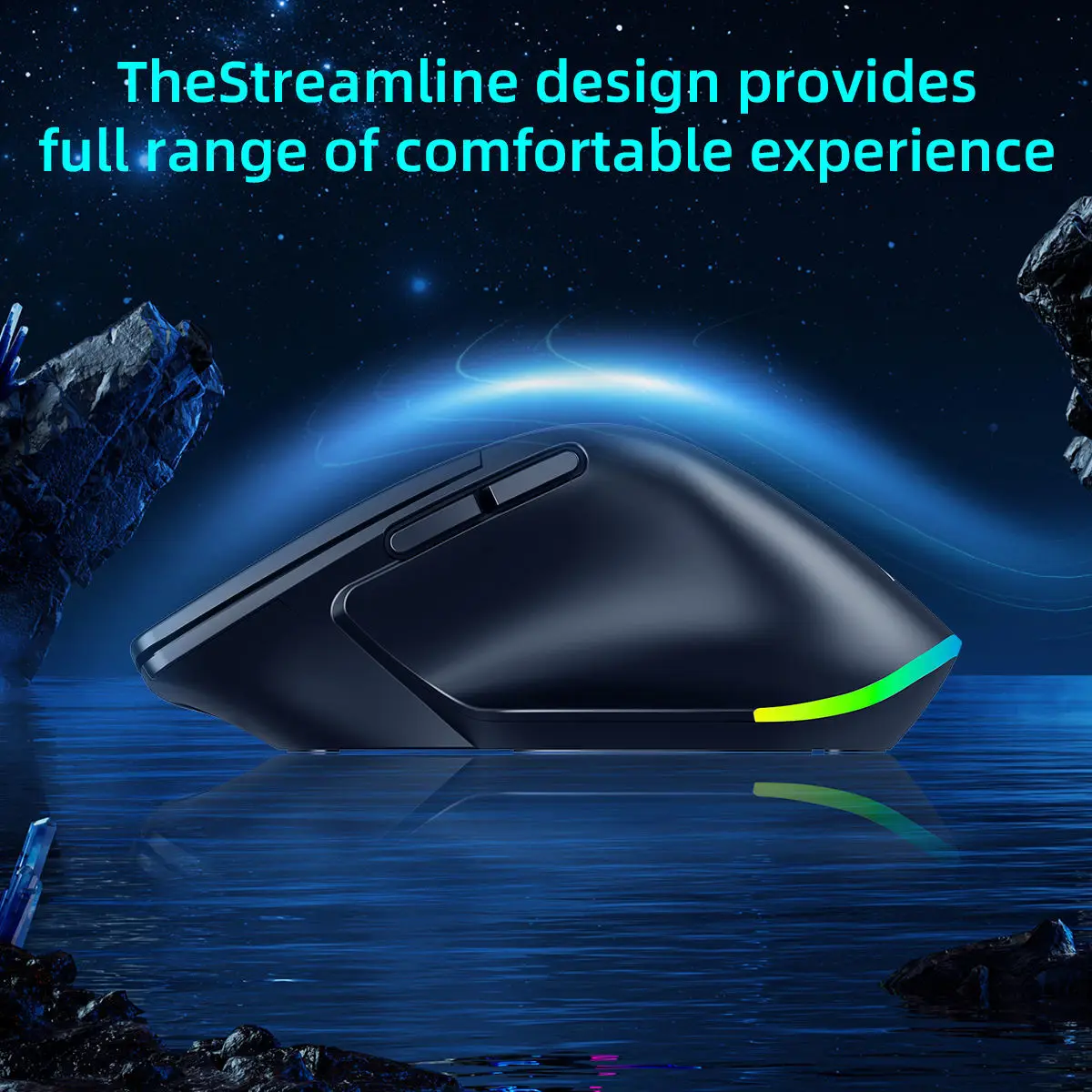 2.4G+Bluetooth Wireless Mouse Ergonomics Gaming Mouse Optical RGB Glowing Mause 1600 DPI Rechargeable Computer Wireless Mouse - Image 5