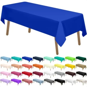 Royal Blue Plastic Tablecloths 2 Pack 54 x 108 Inch Rec PEVA Vinyl Dark Table Covers for Parties Picnics Weddings