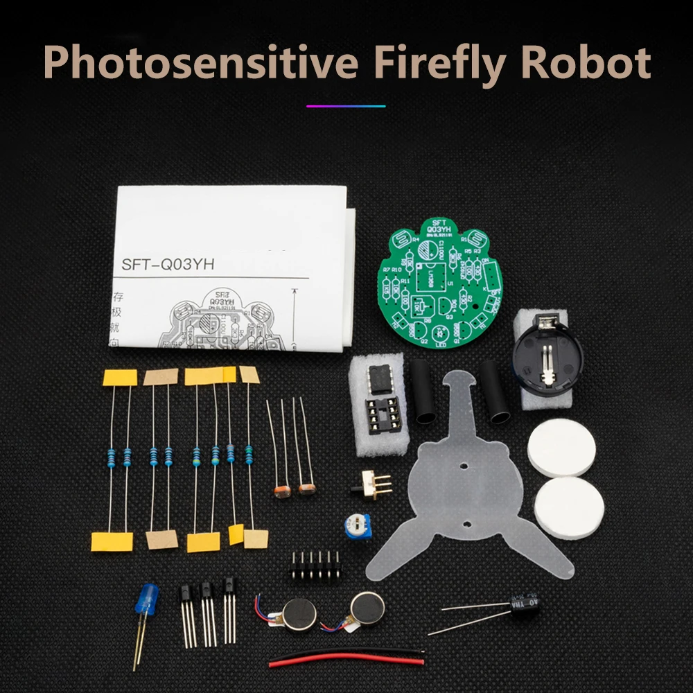 Photosensitive Mobile Robot Kit Firefly DIY Bulk Tail Breathing Light Fun Electronic Education Training - Image 2