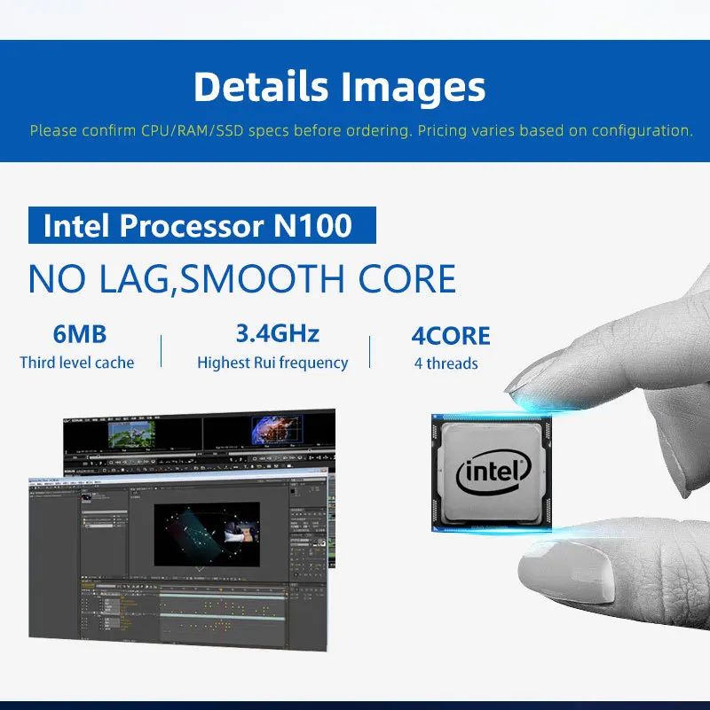 Mini Computer Host N100 Quad Core CPU Aluminum Plastic Body for Entertainment Office Home Use - Image 5