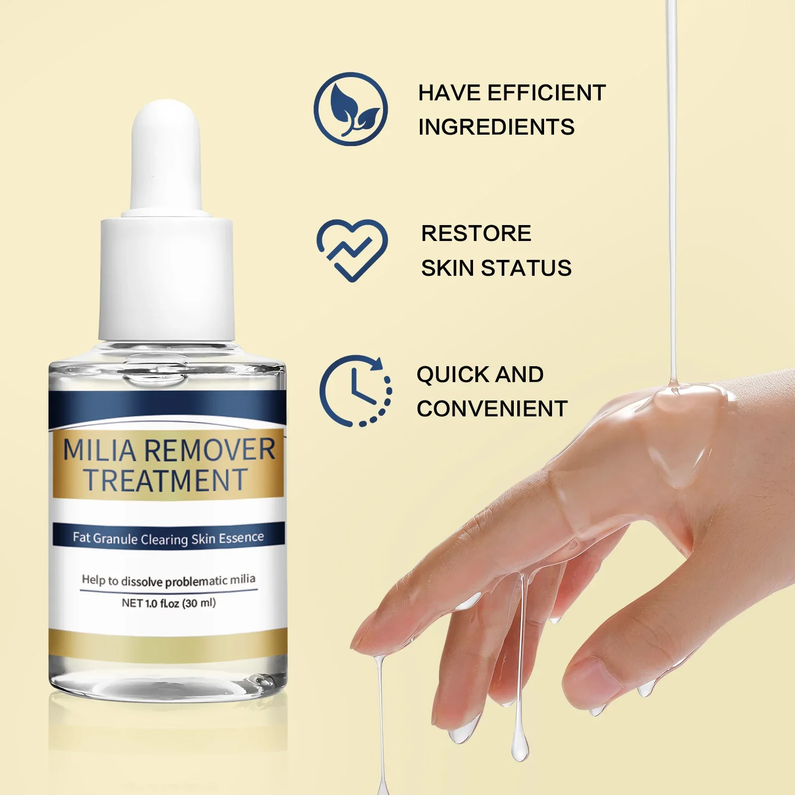 Milia Remover Essence Treatment Fat Granule Clearing Skin Hyaluronic Acid Deep Hydration and Gentle Exfoliation Hydrates Smooths - Image 4