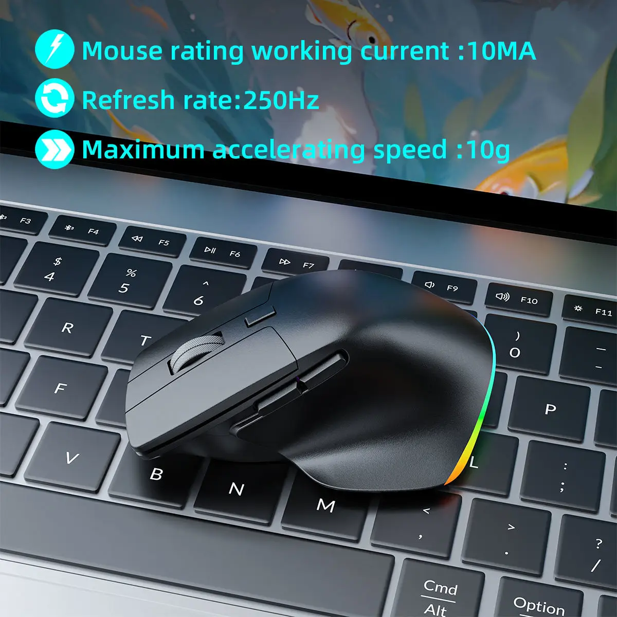2.4G+Bluetooth Wireless Mouse Ergonomics Gaming Mouse Optical RGB Glowing Mause 1600 DPI Rechargeable Computer Wireless Mouse - Image 6