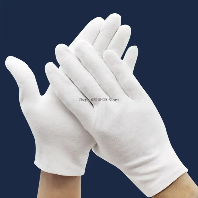 Soft White Cotton Gloves for Coin Jewelry Inspection for Protection Decor Reusable for Health Daily Work Gloves for Men - Image 2