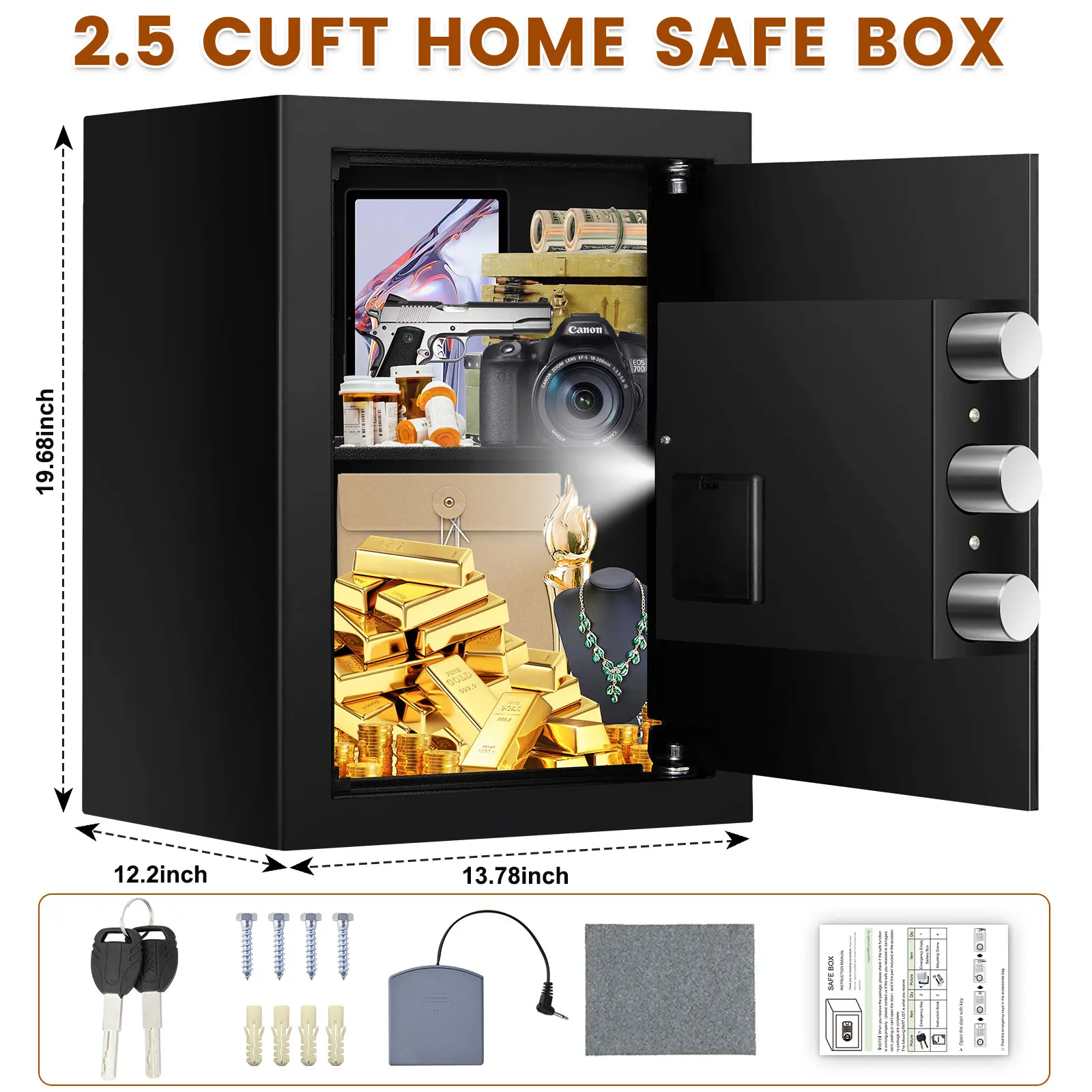 Smart Security Safes Metal Home Office Electronic Digital Safe Box Cash Money Jewelry Storage Fireproof Safe - Image 6