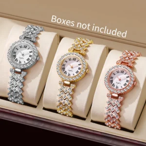 1/3PCS Luxury Rhinestone Women Watches Fashion Roma Dial Quartz Watch for Women Clock（Without Box）
