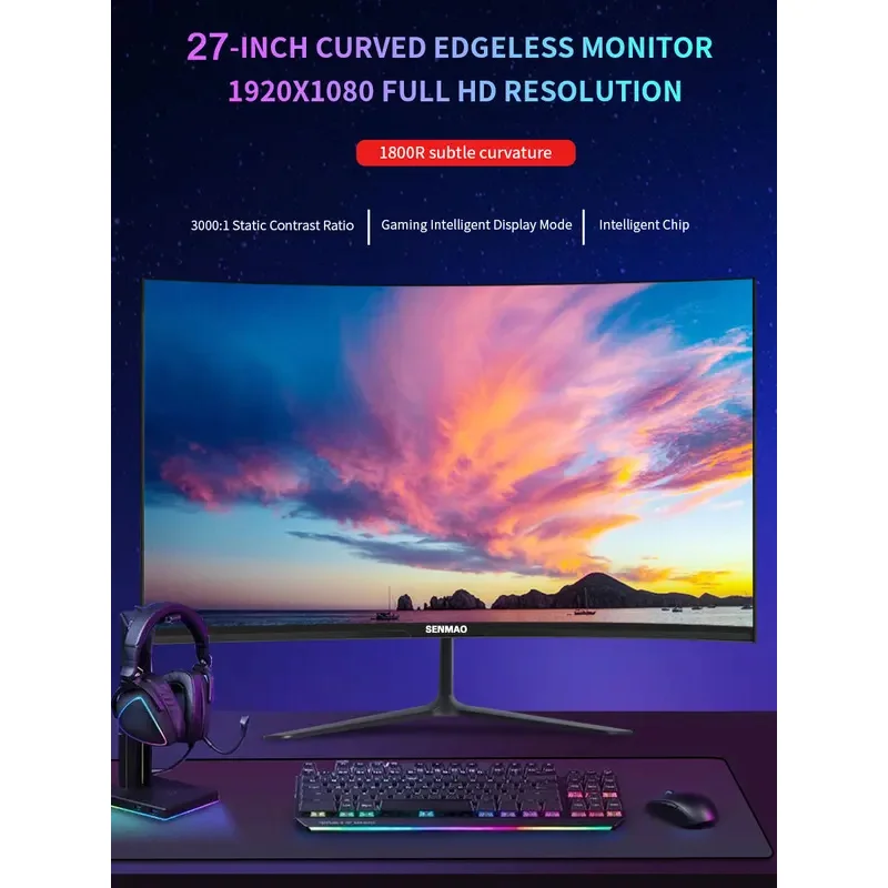 SENMAO 27 Inch Pc Gamer Monitor 75Hz MVA Lcd Display HD Desktop Gaming Computer Screen HDMI 1920*1080 - Image 2
