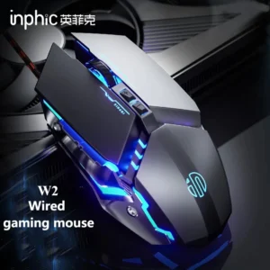Inphic W2 Silent Gaming Mouse USB Wired Mouse Gamer Mechanical Metal Style Suitable For Laptop Computers And Desktop Home office