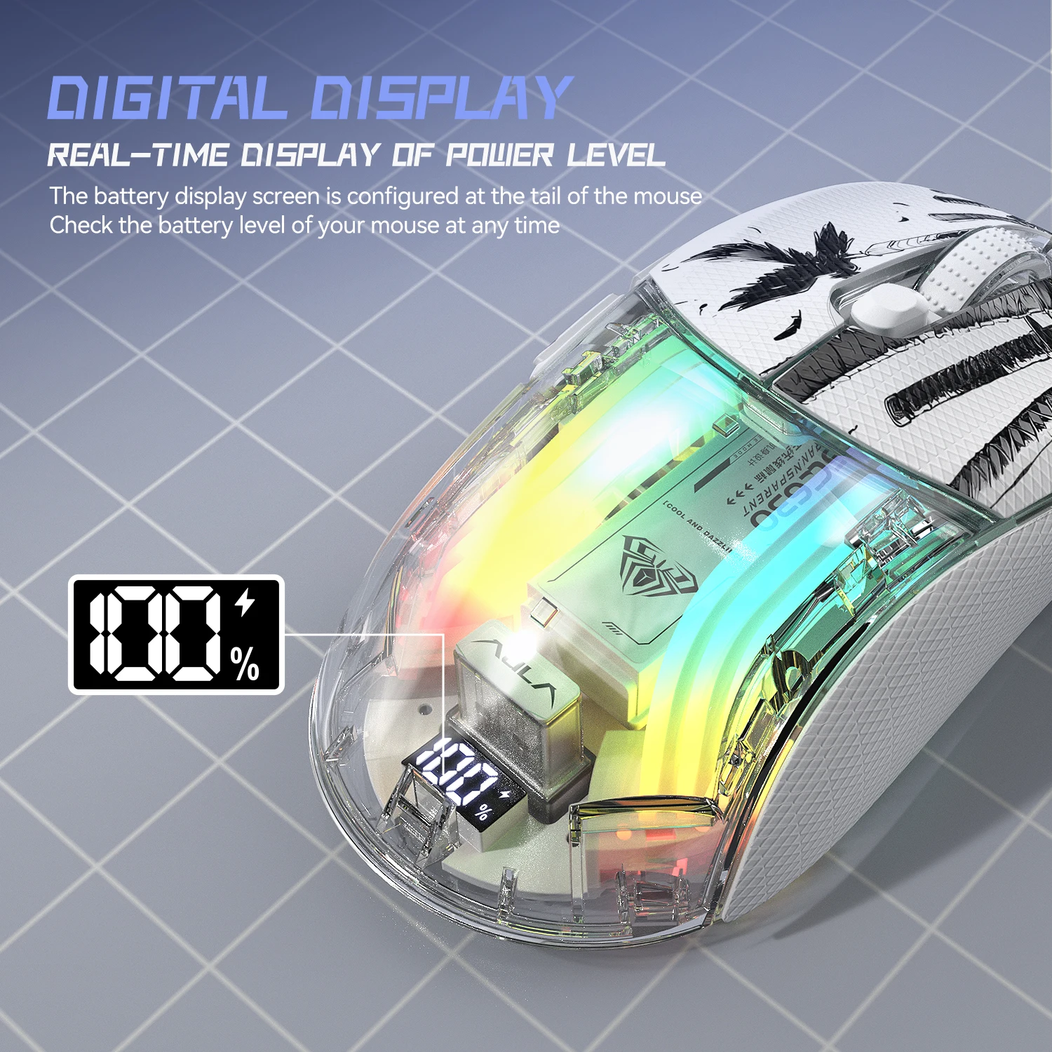 RGB Light Magnetic Rechargeable Wireless Bluetooth Mouse BT+2.4Ghz+Wired Optical Ergonomic Gaming Mouse with Anti-Slip Stickers - Image 5