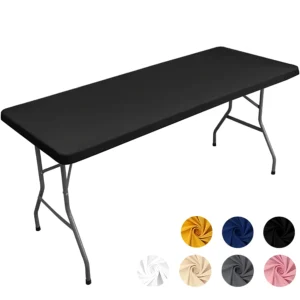 1Pc 4ft 6ft Spandex Table Cover, Waterproof Stretchy Fabric Table Top Cover, Washable Elastic Universal Rectangle Tablecloth